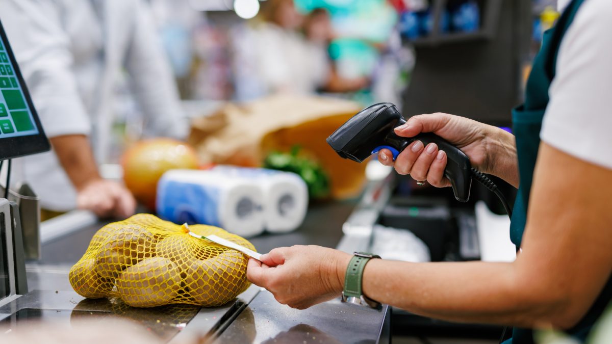 Produits scannés dans un magaisn d'alimentation.