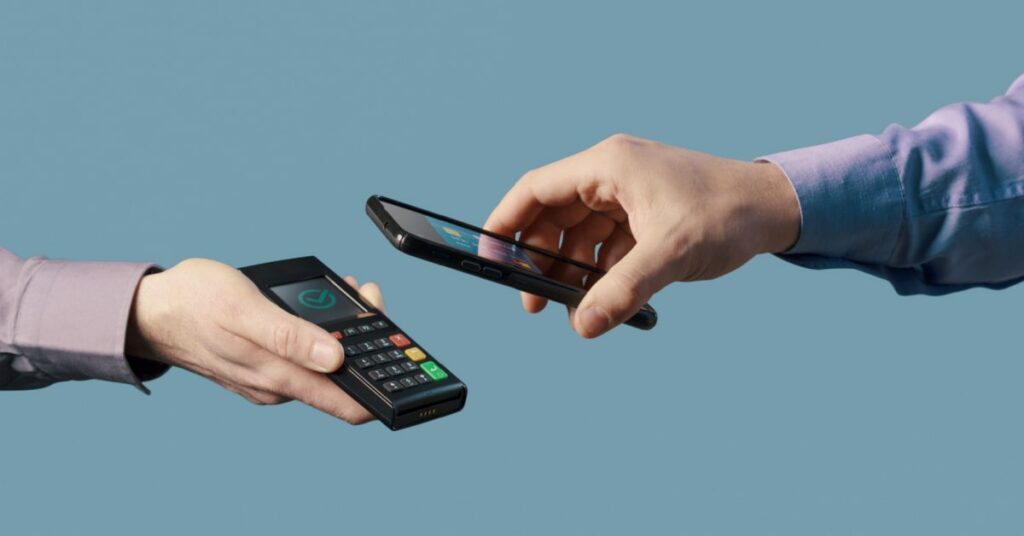 terminal de paiement sans fil avec un paiement via smartphone